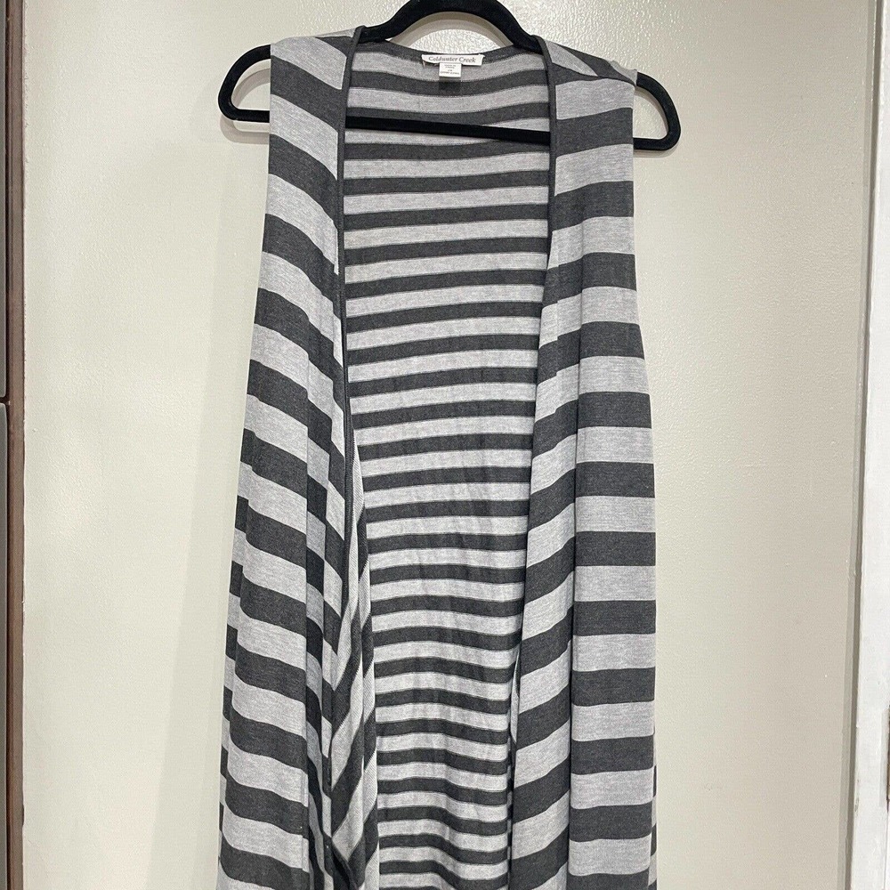 Coldwater creek 2x cardigan kimono striped sleeveless grey open front